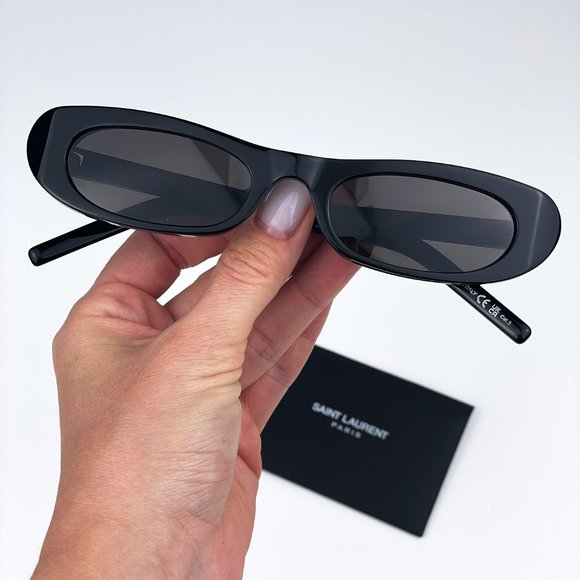 Saint Laurent SL557 SHADE 001 Sunglasses Black Grey Oval Women main image 11